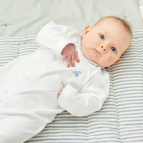 White Stork Embroidered Gift Set