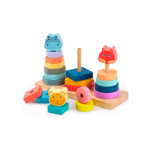 Wooden Shape Sorting Stacking Blocks