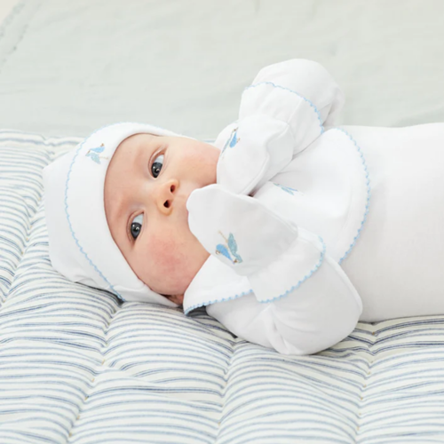 White Stork Embroidered Gift Set